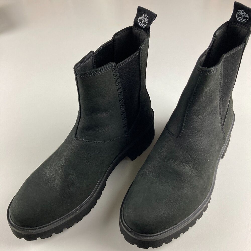Timberland Courmayeur Valley Chelsea Boots Womens 8.5 Black Nubuck Lug Sole - Picture 10 of 11